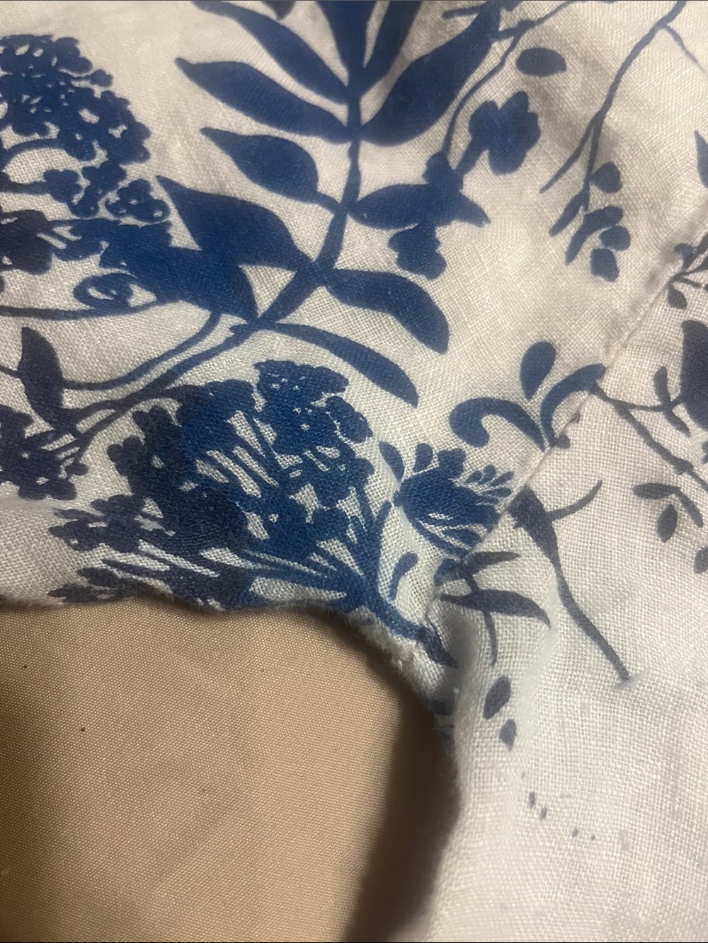 Valentina Naldi Italian Linen Floral Off-Shoulder Tunic Dress - Blue on Cream - Picture 10 of 10